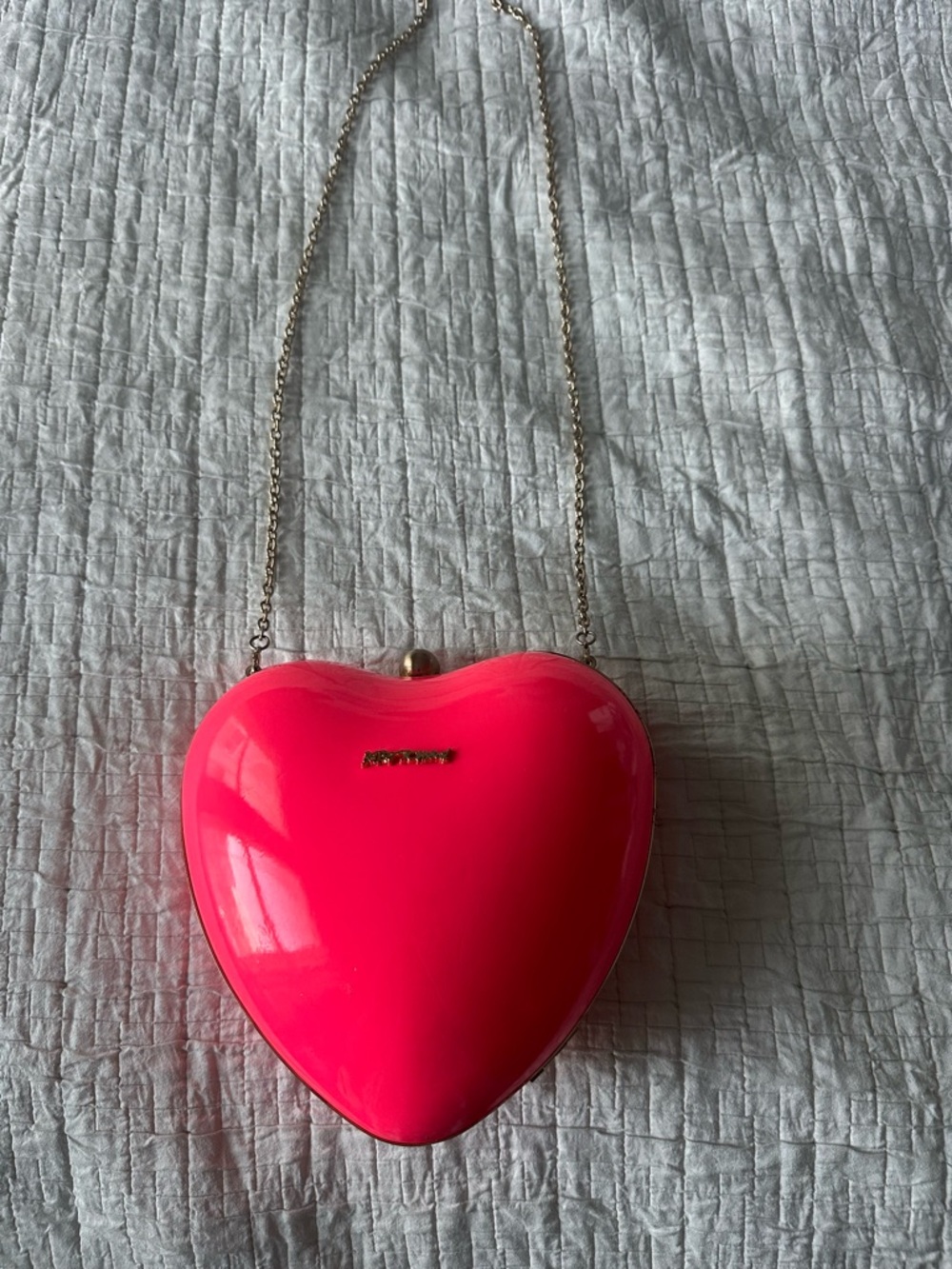 Betsey Johnson Neon Pink Heart-Shaped Mini Crossbody